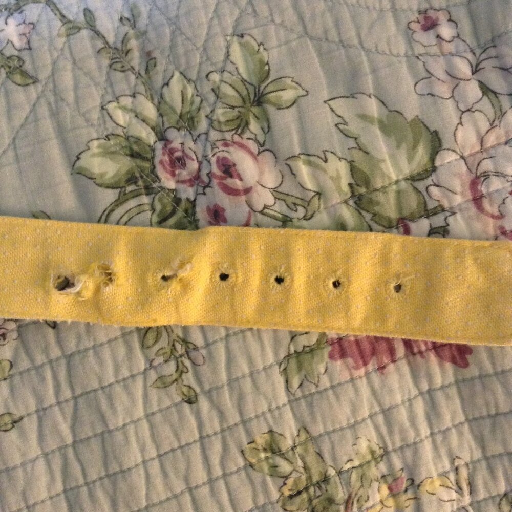 Vintage 1960s Swiss Dotted Belted Button Up Sleeveless Dress with Eyelet Pockets - Picture 6 of 7